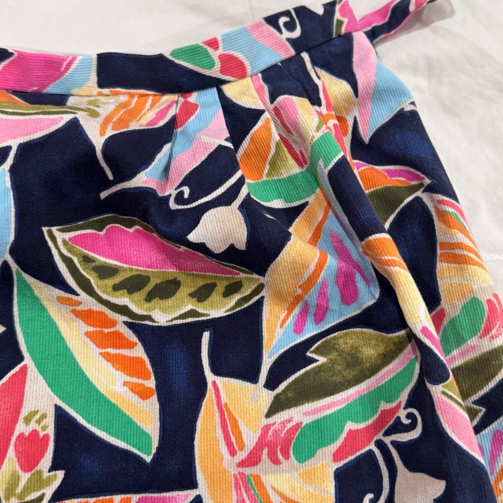Talbots Womens Maxi Skirt Size 8 Colorful Cotton Corduroy Leaf Print Wrap Petite - Picture 9 of 11